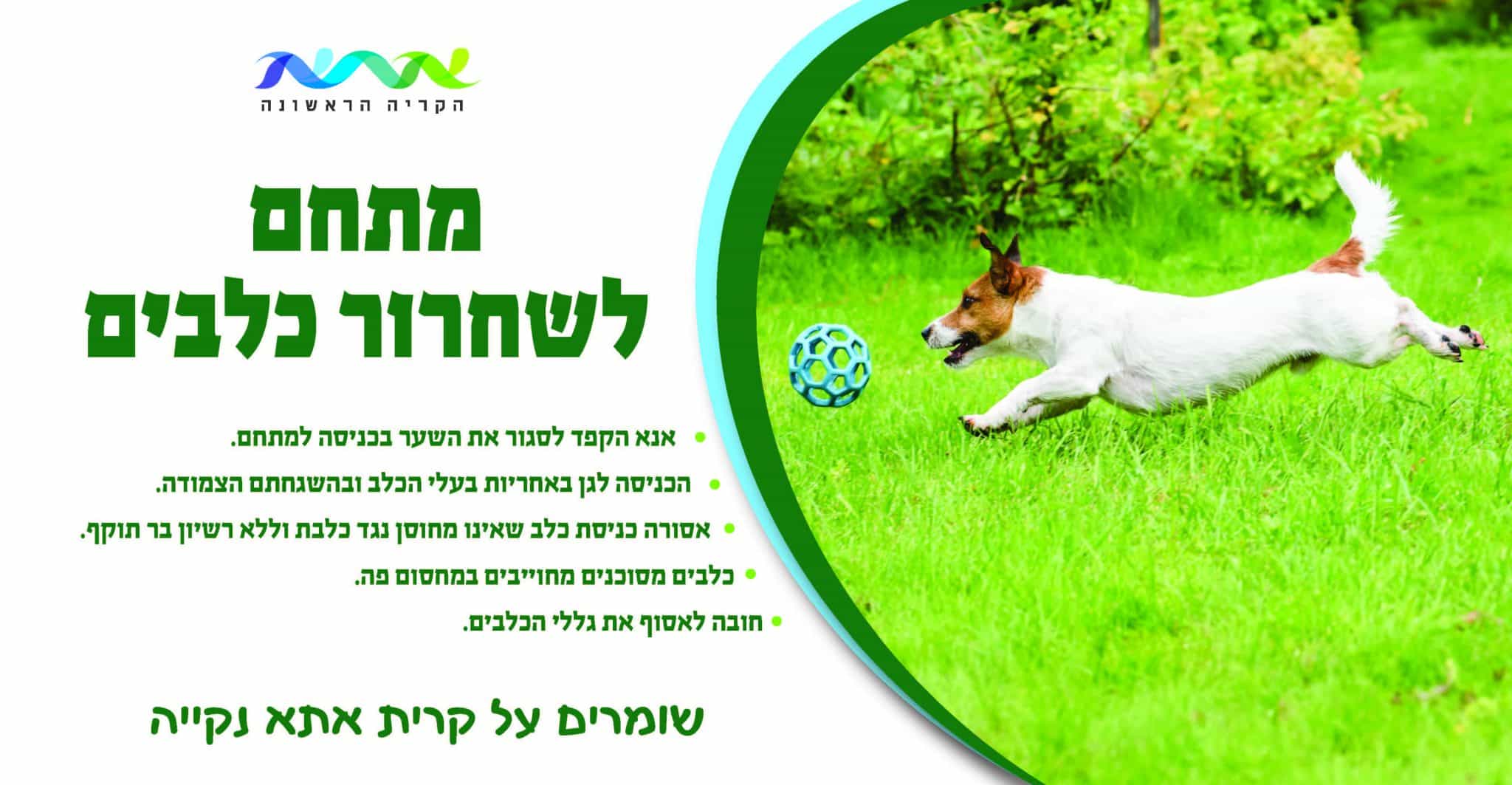 עיריית קרית אתא  תקים גינות ציבוריות לשחרור כלבים  בשלב הראשון יוקמו 4 גינות ברחבי העיר בעלות כוללת של כ- 400,000 ₪