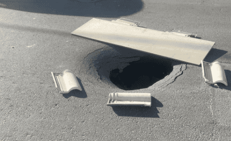 גן יבנה: בור נפער בכביש היציאה הצפונית