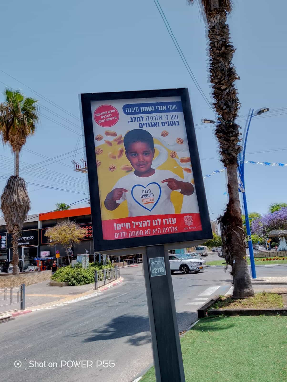 שלטי חוצות עלו ביבנה במסגרת קמפיין להעלאת המודעות לאלרגיות