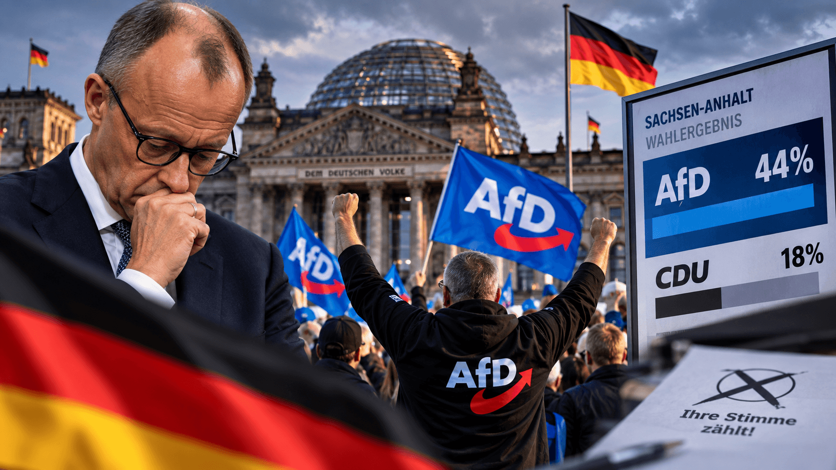 טלטלה פוליטית בגרמניה: AfD זינקה לכ-44% – מפלגתו של הקנצלר התרסקה