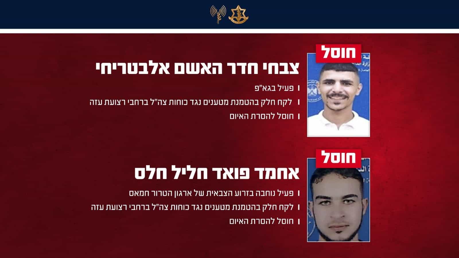 שתי ציפורים במכה: כוחותינו חיסלו מחבלים מארגוני הטרור חמאס וגא"פ ברצועת עזה
