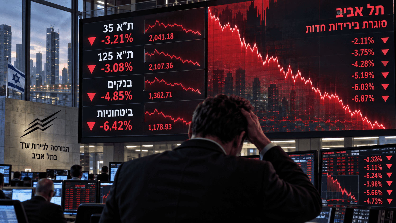 יום אדום בבורסה: הביטחוניות והפיננסים משכו את תל אביב למטה