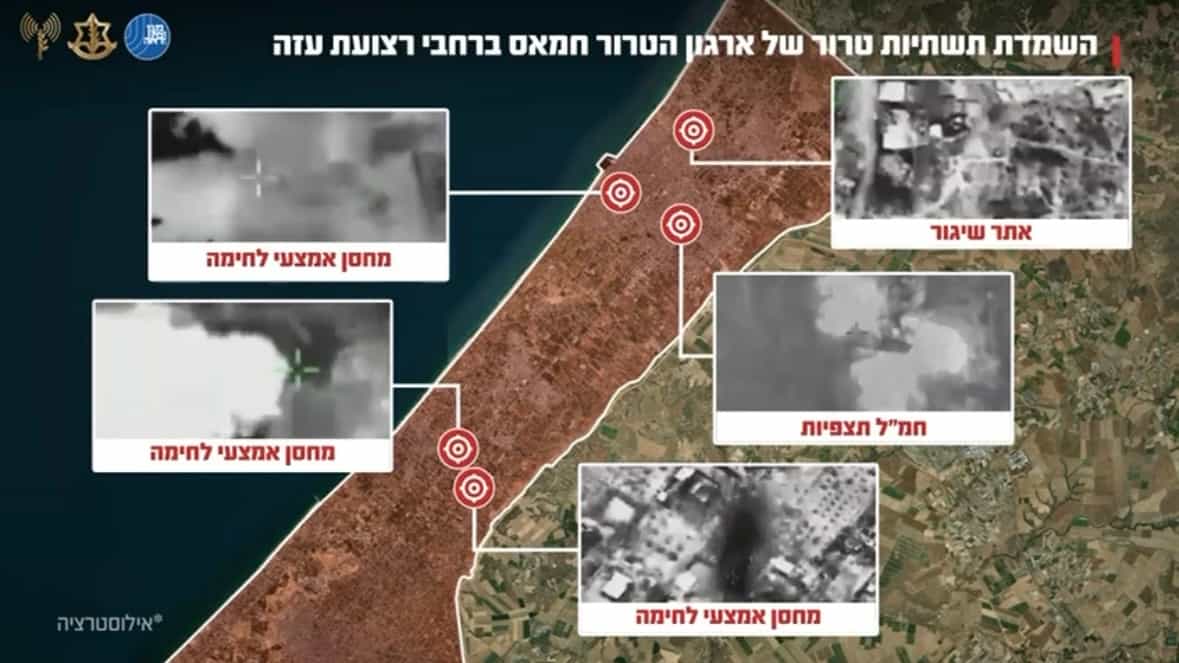 מחסני נשק, אתר שיגור וחמ״ל תצפיות: כוחותינו השמידו תשתיות טרור ברחבי רצועת עזה