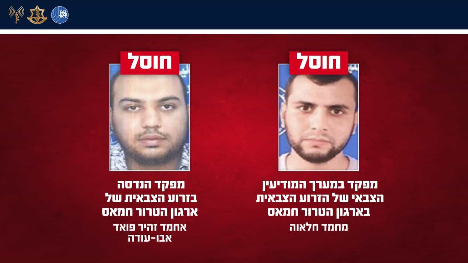 כוחותינו חיסלו שני מפקדים בחמאס שקידמו פעולות טרור נגד ישראל