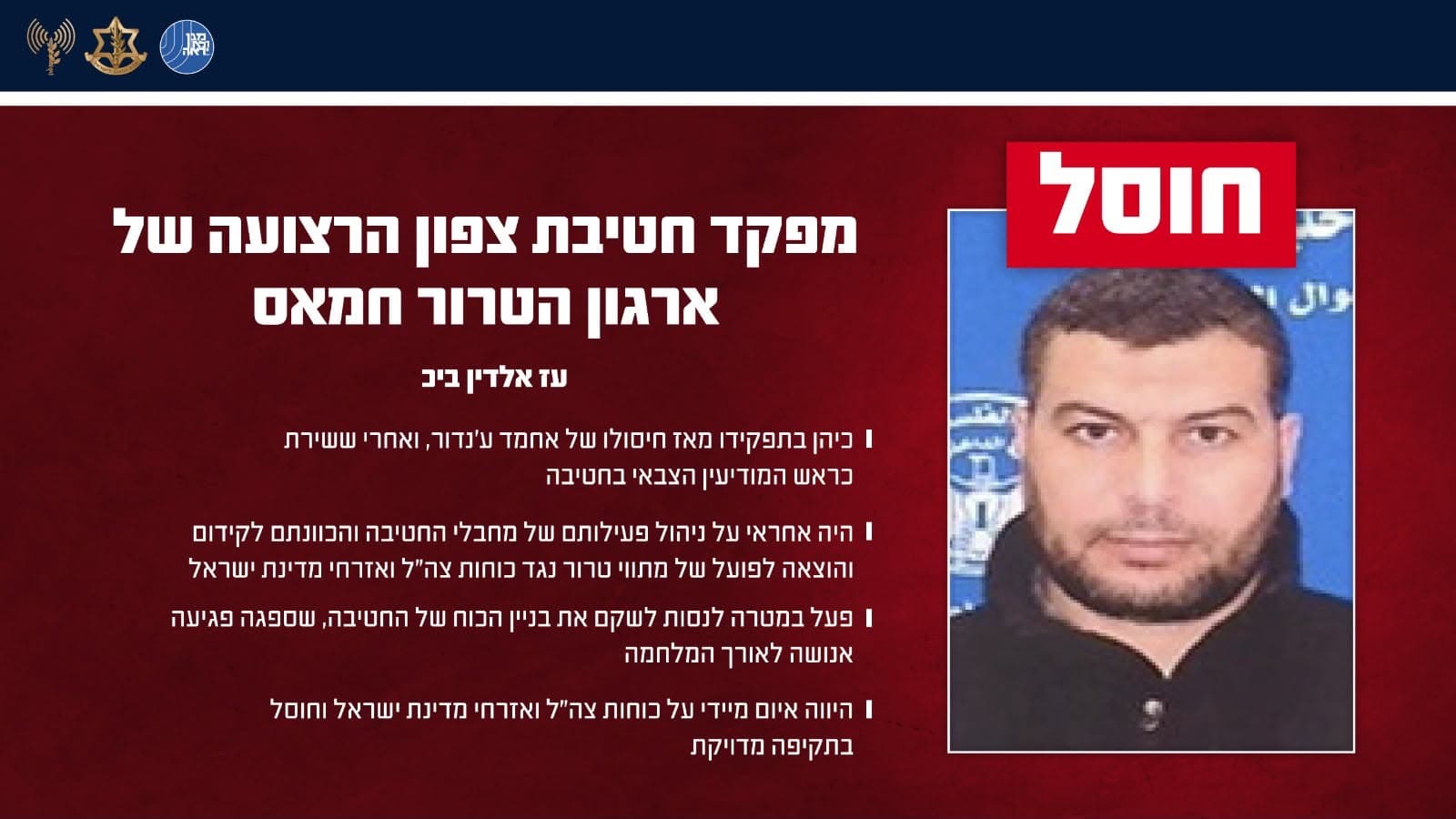 צה״ל ושב״כ מאשרים: מפקד חטיבת צפון הרצועה בחמאס חוסל בתקיפה מדויקת | צפו