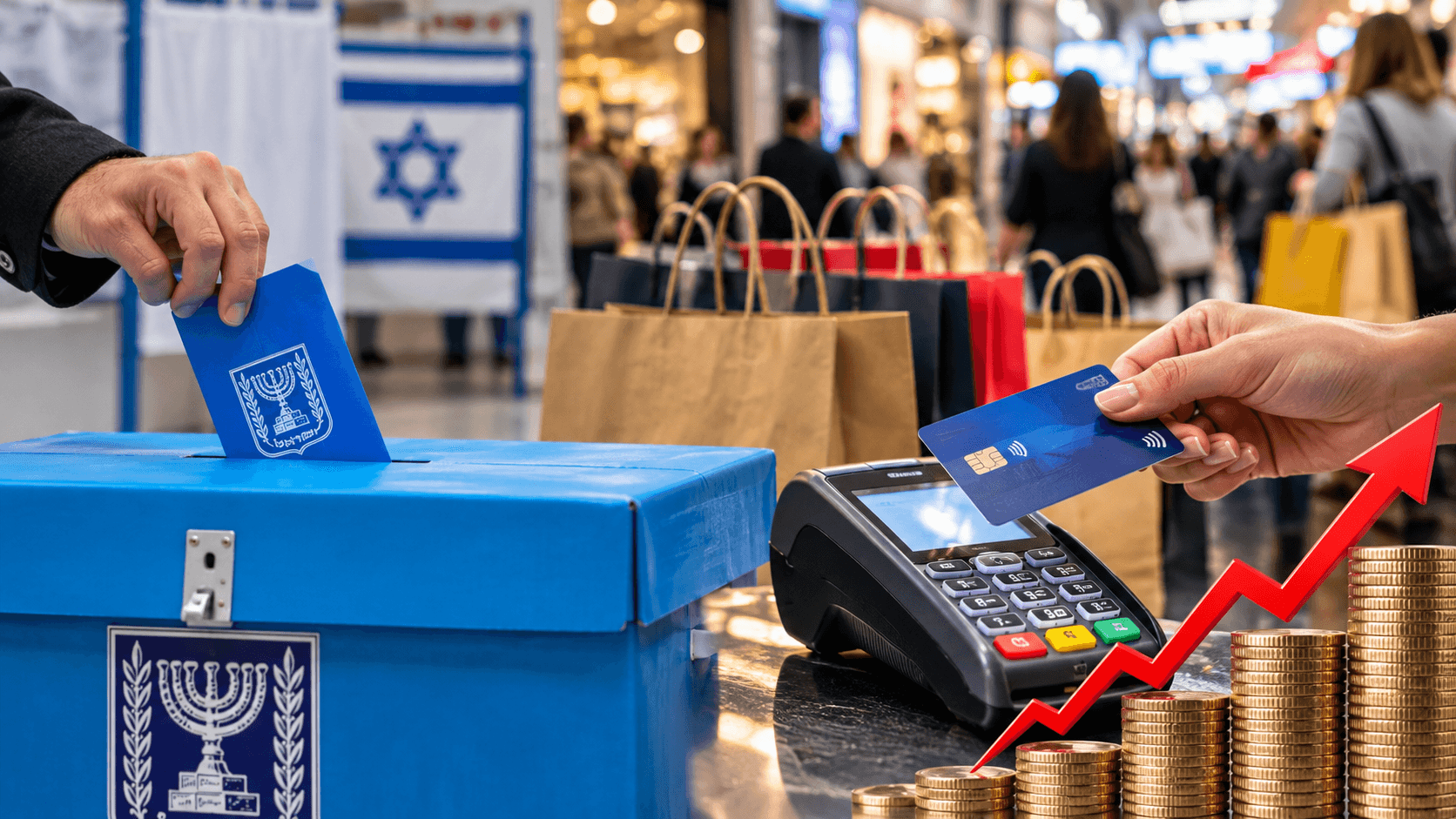 הציבור הישראלי פתח את הארנק: יותר מ-1.14 מיליארד שקל הוצאו בתוך תשע שעות | זינוק של 41% לעומת הבחירות הקודמות