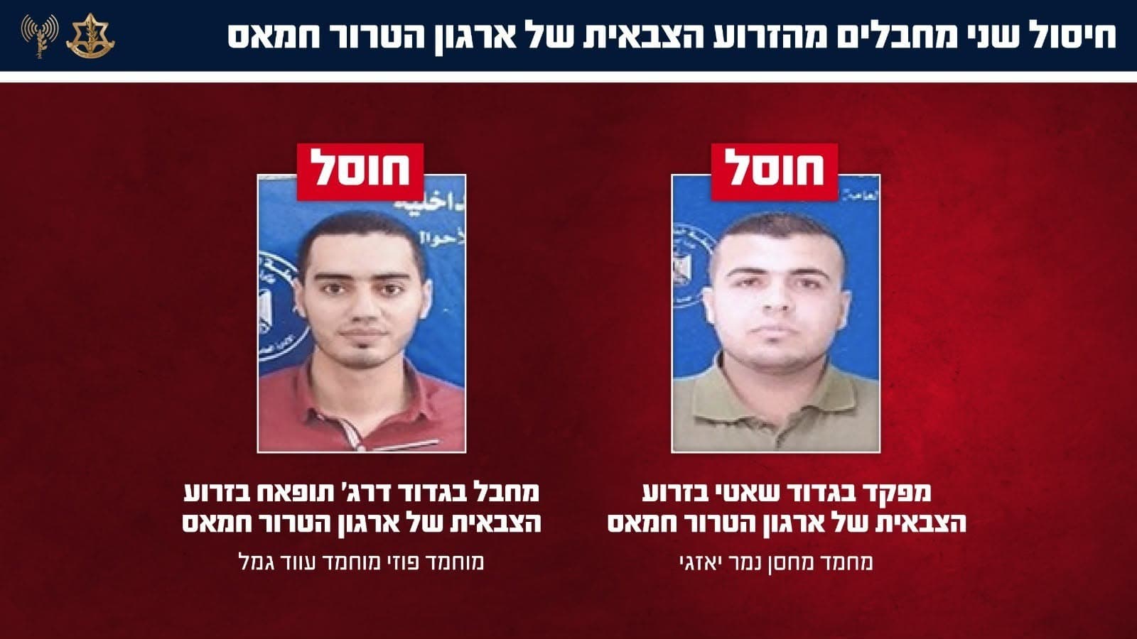 כוחותינו חיסלו מפקדי חמאס, אחד מהם היה מעורב בהחזקת חטופים בשבי