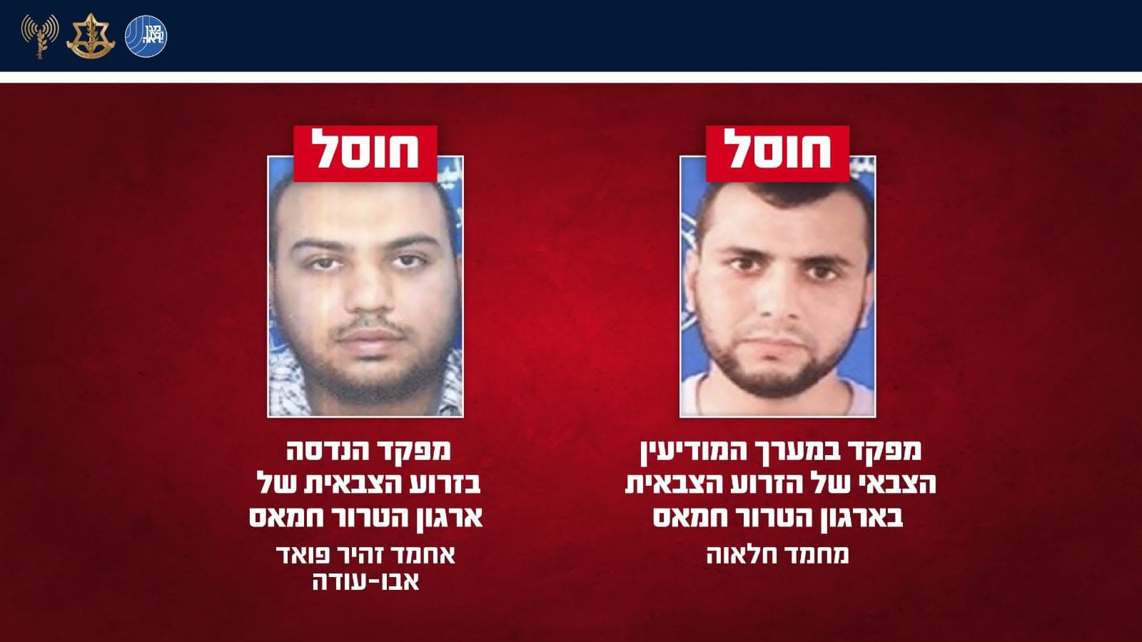 כוחותינו חיסלו שני מפקדים בחמאס שקידמו פעולות טרור נגד ישראל